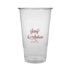 Sip in style with the Formal Names Swirly Script Cup, where elegance meets celebration. The couple's names take center stage, rendered in a beautiful script full of curls and swirls. This convivial design, completed with the event date, adds a touch of sophistication, making every drink a part of the joyous occasion.