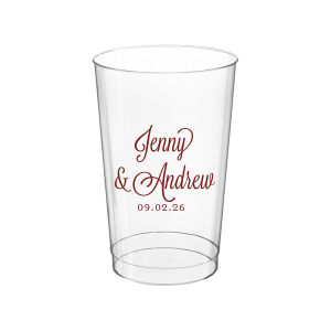 Sip in style with the Formal Names Swirly Script Cup, where elegance meets celebration. The couple's names take center stage, rendered in a beautiful script full of curls and swirls. This convivial design, completed with the event date, adds a touch of sophistication, making every drink a part of the joyous occasion.