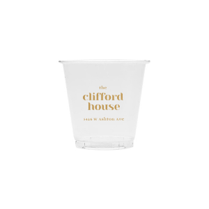 Personalized Clear Plastic Cup with Gold Ink Cup Ink Colors will impress guests like no other. Make this party unforgettable.