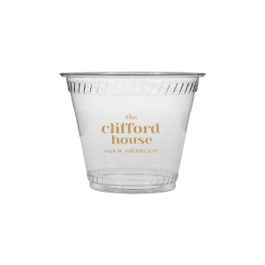Personalized Clear Plastic Cup with Gold Ink Cup Ink Colors will impress guests like no other. Make this party unforgettable.
