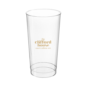 Personalized Clear Plastic Cup with Gold Ink Cup Ink Colors will impress guests like no other. Make this party unforgettable.