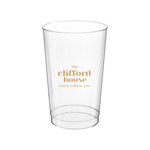 Personalized Clear Plastic Cup with Gold Ink Cup Ink Colors will impress guests like no other. Make this party unforgettable.