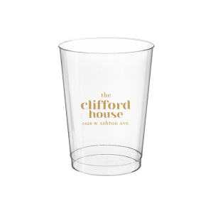 Personalized Clear Plastic Cup with Gold Ink Cup Ink Colors will impress guests like no other. Make this party unforgettable.