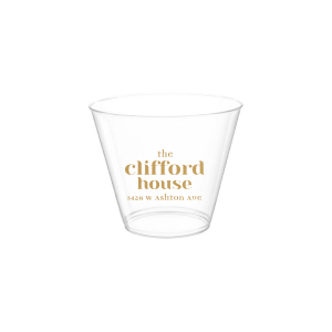 Personalized Clear Plastic Cup with Gold Ink Cup Ink Colors will impress guests like no other. Make this party unforgettable.