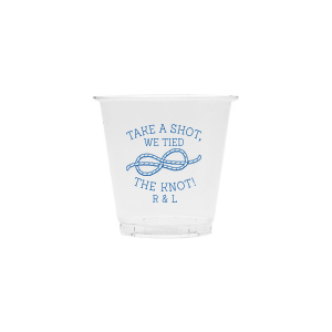 Personalized Matte Slate Gray Ink Plastic Cup with Matte Slate Gray Ink Screen Print has a Knot graphic and is good for use in Wedding themed parties and can be personalized to match your party's exact theme and tempo.
