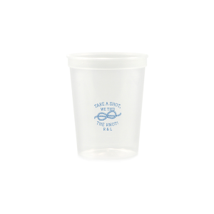 Personalized Matte Slate Gray Ink Plastic Cup with Matte Slate Gray Ink Screen Print has a Knot graphic and is good for use in Wedding themed parties and can be personalized to match your party's exact theme and tempo.