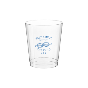 Personalized Matte Slate Gray Ink Plastic Cup with Matte Slate Gray Ink Screen Print has a Knot graphic and is good for use in Wedding themed parties and can be personalized to match your party's exact theme and tempo.