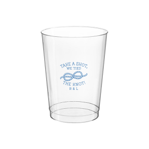 Personalized Matte Slate Gray Ink Plastic Cup with Matte Slate Gray Ink Screen Print has a Knot graphic and is good for use in Wedding themed parties and can be personalized to match your party's exact theme and tempo.