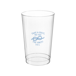 Personalized Matte Slate Gray Ink Plastic Cup with Matte Slate Gray Ink Screen Print has a Knot graphic and is good for use in Wedding themed parties and can be personalized to match your party's exact theme and tempo.