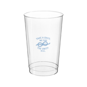 Personalized Matte Slate Gray Ink Plastic Cup with Matte Slate Gray Ink Screen Print has a Knot graphic and is good for use in Wedding themed parties and can be personalized to match your party's exact theme and tempo.
