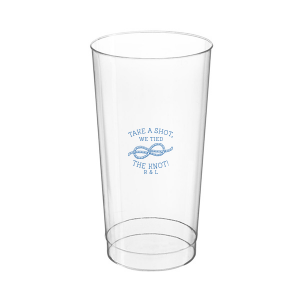 Personalized Matte Slate Gray Ink Plastic Cup with Matte Slate Gray Ink Screen Print has a Knot graphic and is good for use in Wedding themed parties and can be personalized to match your party's exact theme and tempo.