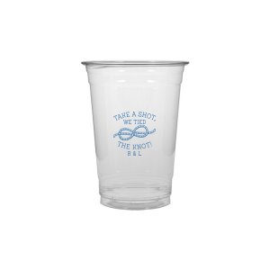 Personalized Matte Slate Gray Ink Plastic Cup with Matte Slate Gray Ink Screen Print has a Knot graphic and is good for use in Wedding themed parties and can be personalized to match your party's exact theme and tempo.