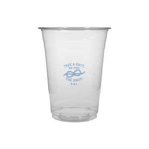 Personalized Matte Slate Gray Ink Plastic Cup with Matte Slate Gray Ink Screen Print has a Knot graphic and is good for use in Wedding themed parties and can be personalized to match your party's exact theme and tempo.