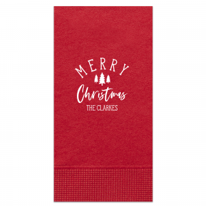 Ring in the holiday season with our personalized Festive Evergreen Napkin! Adorned with delightful pine tree designs and custom printed with your personalized text, these napkins bring a festive flair to your Christmas gatherings. Select from an array of foil colors to perfectly complement your holiday décor. Perfect for Christmas parties, family feasts, and holiday celebrations, these napkins add a cheerful touch to every table setting. Make your festive moments unforgettable with these unique, custom-printed napkins that guests will cherish.