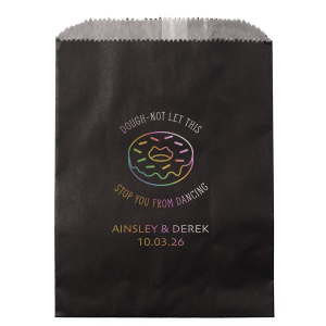 Keep the party sweet and the moves flowing with the Dough-Not Stop Dancing Gift Bag. Its clever quip encourages a treat-powered dancefloor, while the whimsical donut graphic adds a sprinkle of fun. Names and date below remind guests whose celebration keeps them grooving.