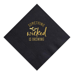 Our personalized Black Cocktail Napkin with Shiny 18 Kt Gold Foil has a Bats graphic and is good for use in Halloween, Holiday, Animals themed parties and will make your guests swoon. Personalize your party's theme today.
