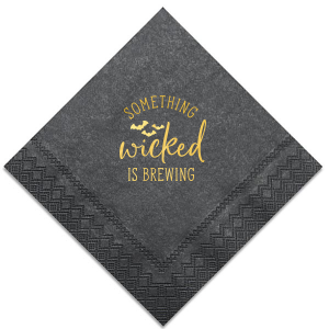 Our personalized Black Cocktail Napkin with Shiny 18 Kt Gold Foil has a Bats graphic and is good for use in Halloween, Holiday, Animals themed parties and will make your guests swoon. Personalize your party's theme today.