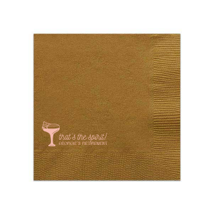Embrace good vibes with the That's The Spirit Napkin, perfect for any festive occasion. The design showcases a delightful cocktail complete with a tiny umbrella, while the phrase "That's the Spirit!" in flowing script captures the essence of celebration. Personalize with your name below, making it ideal for birthday bashes, retirement send-offs, or wedding receptions.