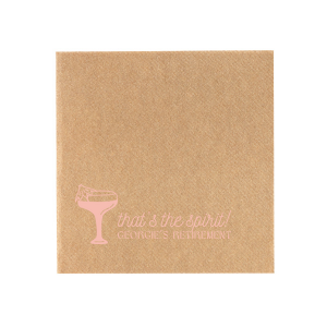 Embrace good vibes with the That's The Spirit Napkin, perfect for any festive occasion. The design showcases a delightful cocktail complete with a tiny umbrella, while the phrase "That's the Spirit!" in flowing script captures the essence of celebration. Personalize with your name below, making it ideal for birthday bashes, retirement send-offs, or wedding receptions.