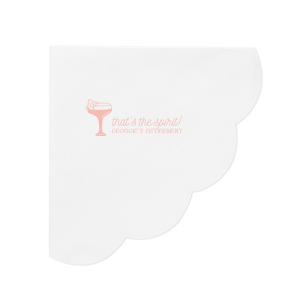 Embrace good vibes with the That's The Spirit Napkin, perfect for any festive occasion. The design showcases a delightful cocktail complete with a tiny umbrella, while the phrase "That's the Spirit!" in flowing script captures the essence of celebration. Personalize with your name below, making it ideal for birthday bashes, retirement send-offs, or wedding receptions.