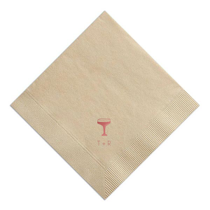 Elevate your celebration with the Minimal Cocktail Glass Napkin, featuring the elegant silhouette of a cocktail glass. Below the chic design, tailor this essential with your initials, making it a perfect addition to weddings, engagement parties, or milestone birthdays.