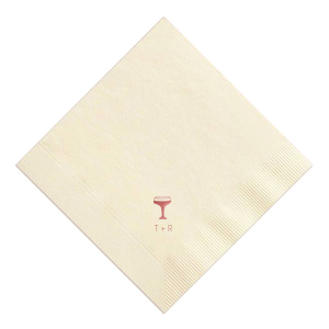 Elevate your celebration with the Minimal Cocktail Glass Napkin, featuring the elegant silhouette of a cocktail glass. Below the chic design, tailor this essential with your initials, making it a perfect addition to weddings, engagement parties, or milestone birthdays.