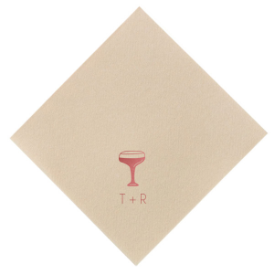 Elevate your celebration with the Minimal Cocktail Glass Napkin, featuring the elegant silhouette of a cocktail glass. Below the chic design, tailor this essential with your initials, making it a perfect addition to weddings, engagement parties, or milestone birthdays.