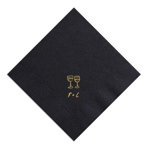 Celebrate your occasion with understated style using the Minimal Wine Glasses Napkin. This trendsetting design showcases two hand-drawn wine glasses, representing shared moments of cheer. Personalize with your initials below, creating a tailored touch for your wedding, engagement party, or birthday celebration.