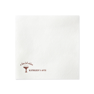 Embrace the whimsy with the A Tini Bit Older Birthday Napkin, featuring a chic, hand-drawn martini glass. The phrase "A tini bit older," scripted above the illustration, brings a playful note to the celebration. Customize beside the glass with your name and the milestone birthday in a classic serif font, adding a personal and stylish twist to your festivities.