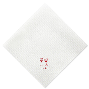 Accent your special event with the sleek Minimal Martini Pair Napkin, featuring a pair of hand-drawn martini glasses in a modern, understated style. Below the artwork, personalize with your initials for a custom touch that's perfect for a wedding toast, engagement celebration, or sophisticated birthday affair.