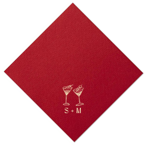 Accent your special event with the sleek Minimal Martini Pair Napkin, featuring a pair of hand-drawn martini glasses in a modern, understated style. Below the artwork, personalize with your initials for a custom touch that's perfect for a wedding toast, engagement celebration, or sophisticated birthday affair.