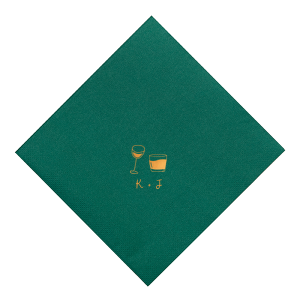 Elevate your table setting with the Sip in Style Dual Glass Napkin, presenting a hand-drawn depiction of both a wine and a martini glass in a contemporary, minimalist fashion. Below the refined design, your initials await personalization in an elegant handwritten font, making this napkin a perfect match for weddings, engagement parties, or chic birthday celebrations.