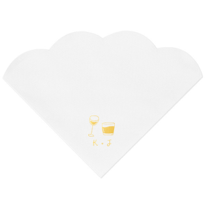 Elevate your table setting with the Sip in Style Dual Glass Napkin, presenting a hand-drawn depiction of both a wine and a martini glass in a contemporary, minimalist fashion. Below the refined design, your initials await personalization in an elegant handwritten font, making this napkin a perfect match for weddings, engagement parties, or chic birthday celebrations.