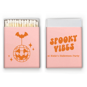 Spooky can be cute! Just look at the Spooky Vibes Match, adorned with a pumpkin disco ball, bat, and sparkles. Personalize this Halloween match with your name and get ready to dance the night away. 