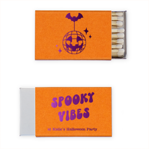 Spooky can be cute! Just look at the Spooky Vibes Match, adorned with a pumpkin disco ball, bat, and sparkles. Personalize this Halloween match with your name and get ready to dance the night away. 
