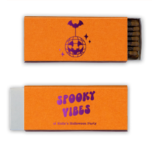 Spooky can be cute! Just look at the Spooky Vibes Match, adorned with a pumpkin disco ball, bat, and sparkles. Personalize this Halloween match with your name and get ready to dance the night away. 