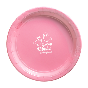 Spooky Nibbles Plate will add a custom touch to your table this Halloween season. If you are looking for custom Halloween decor, this plate is for you. Personalize below two floating ghosts. 