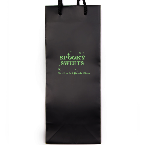 Delight in the fright with the Spooky Sweets Personalized Halloween Bag, emblazoned with "Spooky Sweets" amidst twinkling stars. Below, add a personal touch with your name, class details for school festivities, or specifics for a hauntingly fun Halloween party. The perfect companion for a night of ghoulish gathering and treats.
