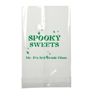 Delight in the fright with the Spooky Sweets Personalized Halloween Bag, emblazoned with "Spooky Sweets" amidst twinkling stars. Below, add a personal touch with your name, class details for school festivities, or specifics for a hauntingly fun Halloween party. The perfect companion for a night of ghoulish gathering and treats.