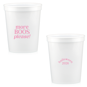 Celebrate Halloween with the More Boos Please Cup. Personalize with the year, and get ready to cheers in style with this modern Halloween party accessory. Perfect for office Halloween parties or at home spooky events. 