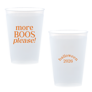 Celebrate Halloween with the More Boos Please Cup. Personalize with the year, and get ready to cheers in style with this modern Halloween party accessory. Perfect for office Halloween parties or at home spooky events. 