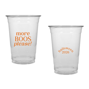 Celebrate Halloween with the More Boos Please Cup. Personalize with the year, and get ready to cheers in style with this modern Halloween party accessory. Perfect for office Halloween parties or at home spooky events. 