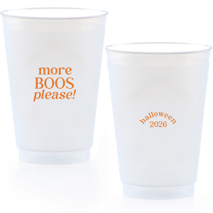 Celebrate Halloween with the More Boos Please Cup. Personalize with the year, and get ready to cheers in style with this modern Halloween party accessory. Perfect for office Halloween parties or at home spooky events. 