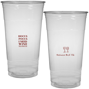 The Hocus Pocus Focus Cup is the ideal custom Halloween party accessory.  Featuring the phrase "hocus pocus I need candy to focus" and a modern and minimal graphic of wine glasses, you can personalize with your name, and the year. This chic Halloween accessory will be a hit at your autumnal events. 