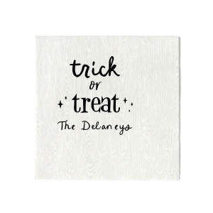 The Starry Trick Or Trick Napkin is the perfect custom Halloween party accessory for your event. Personalize this star adorned personalized napkin with your family's last name in a modern script font. This minimal Halloween napkin will add the perfect detail to your Halloween party. 
