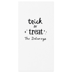 The Starry Trick Or Trick Napkin is the perfect custom Halloween party accessory for your event. Personalize this star adorned personalized napkin with your family's last name in a modern script font. This minimal Halloween napkin will add the perfect detail to your Halloween party. 