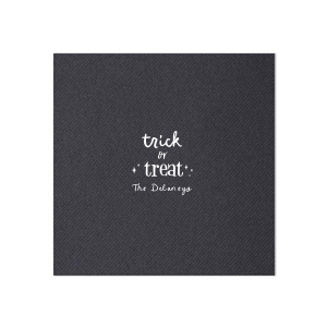 The Starry Trick Or Trick Napkin is the perfect custom Halloween party accessory for your event. Personalize this star adorned personalized napkin with your family's last name in a modern script font. This minimal Halloween napkin will add the perfect detail to your Halloween party. 