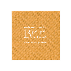 The Wash Your Hands Boo Napkin will elevate your bathroom this Halloween season. Two ghosts help spell out "wash your hands boo." You can personalize with your name, school, or location of your Halloween party!