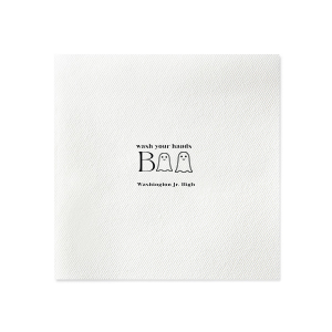 The Wash Your Hands Boo Napkin will elevate your bathroom this Halloween season. Two ghosts help spell out "wash your hands boo." You can personalize with your name, school, or location of your Halloween party!
