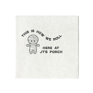 Get ready for Halloween season with the Mummy Halloween Napkin. Featuring a graphic of an adorable mummy below the phrase "this is how we roll," you can personalize with your name or your class name if you are having a school Halloween party. This cute Halloween party accessory is perfect for a kid's halloween party. 